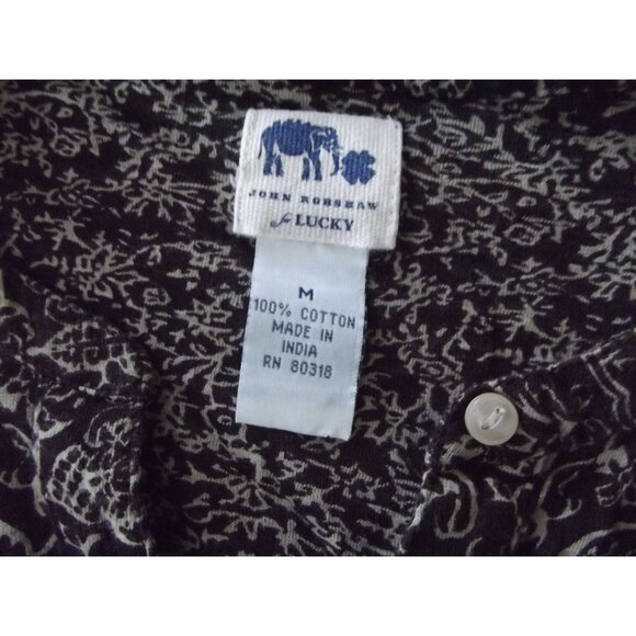 Lucky Brand John Robshaw Top Womens Sz Medium Brown floral print Henley pullover - Picture 3 of 10